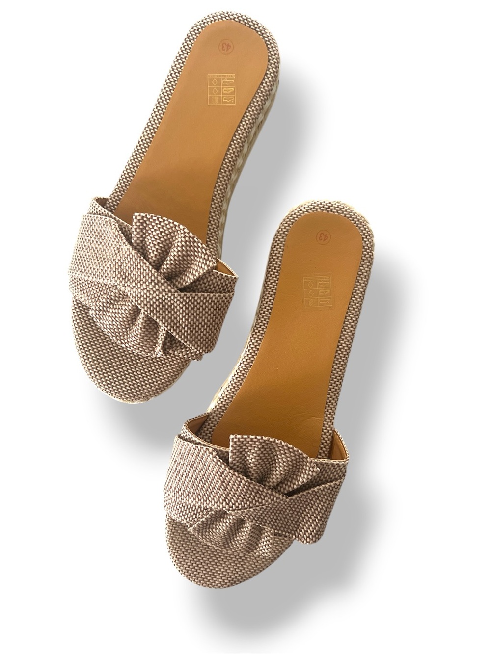 Neutral Ruffle Slide Sandals